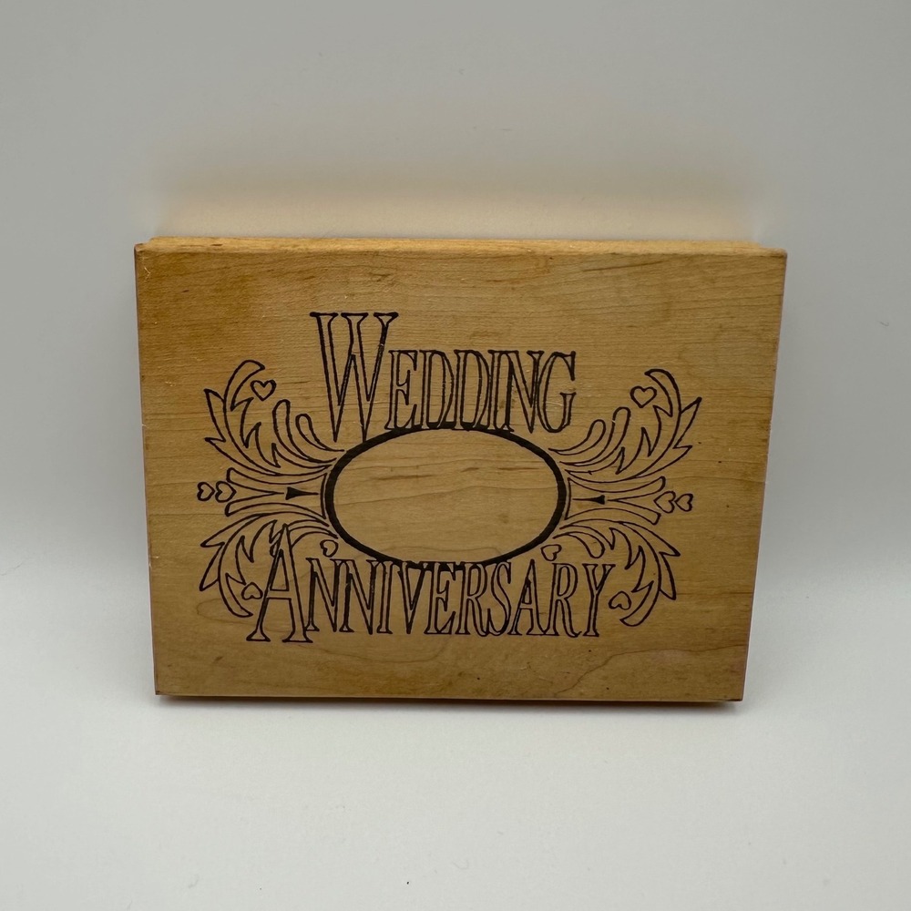 Double D Wedding Anniversary Frame S5083 Wood Mount Rubber Stamp Vintage New 90s